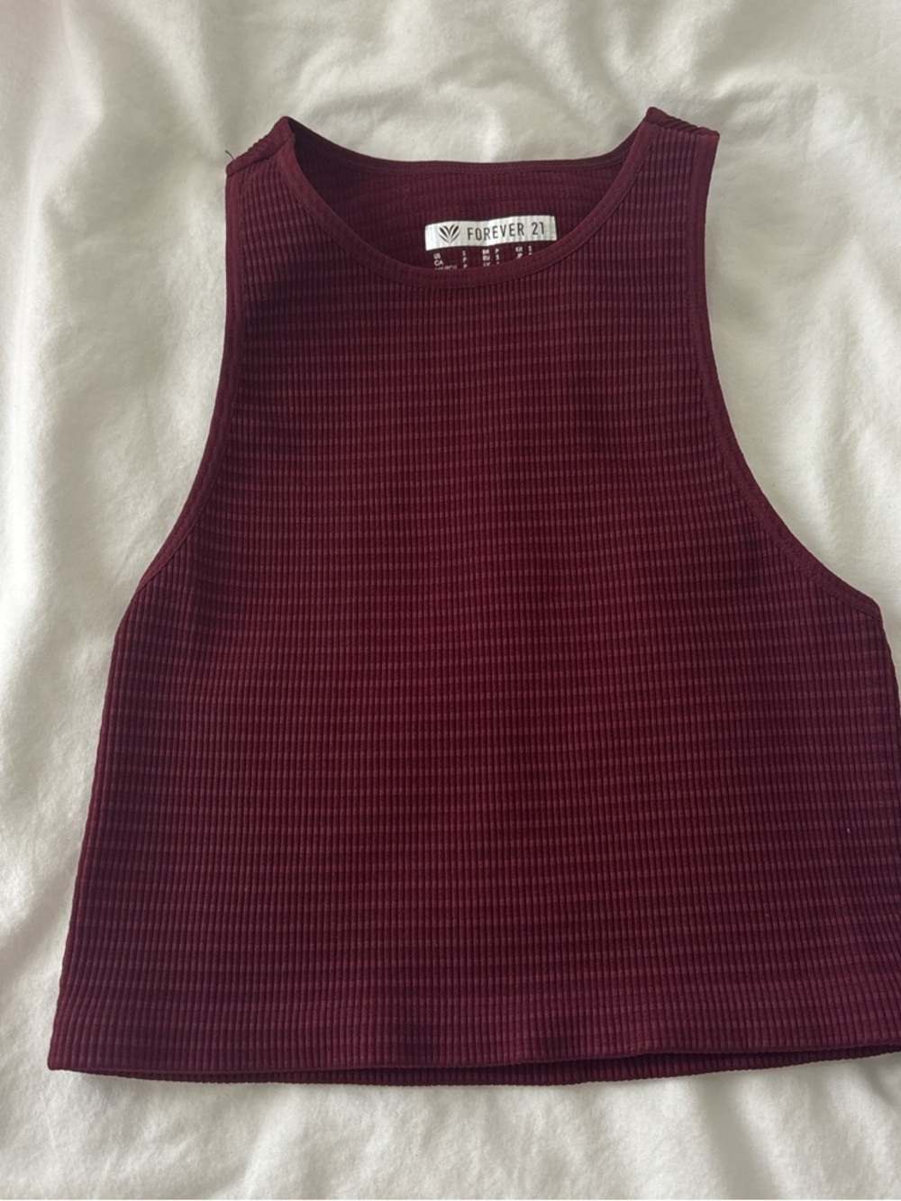 Forever 21 Ribbed Sleeveless Crop Tank Top - Burgundy